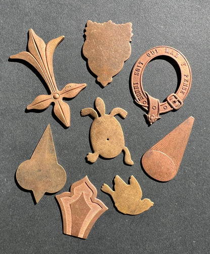 8 Vintage French Brass Stampings in Assorted Shapes