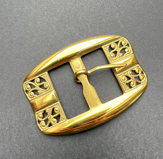 Charming Vintage 1940s Italian Gold Metal Belt Buckle - Old Shop Stock