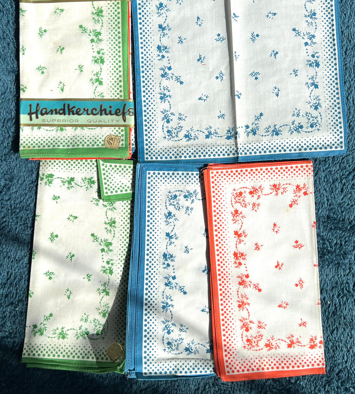 Set of 12 Vintage 1940s Swimming Brand Japanese Cotton Hankies