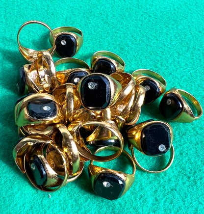 Job Lot of 25 Black and Diamond Signet Rings