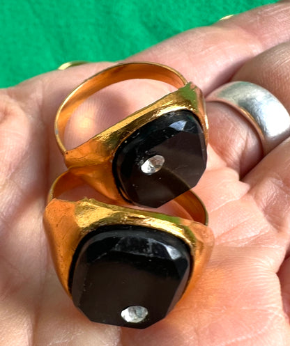 Job Lot of 25 Black and Diamond Signet Rings