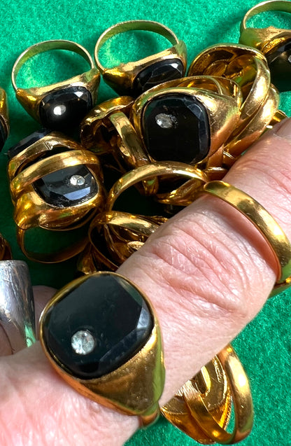 Job Lot of 25 Black and Diamond Signet Rings