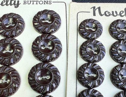 Sheets of Swirling Dark Brown Buttons 1.8cm or 1.5cm