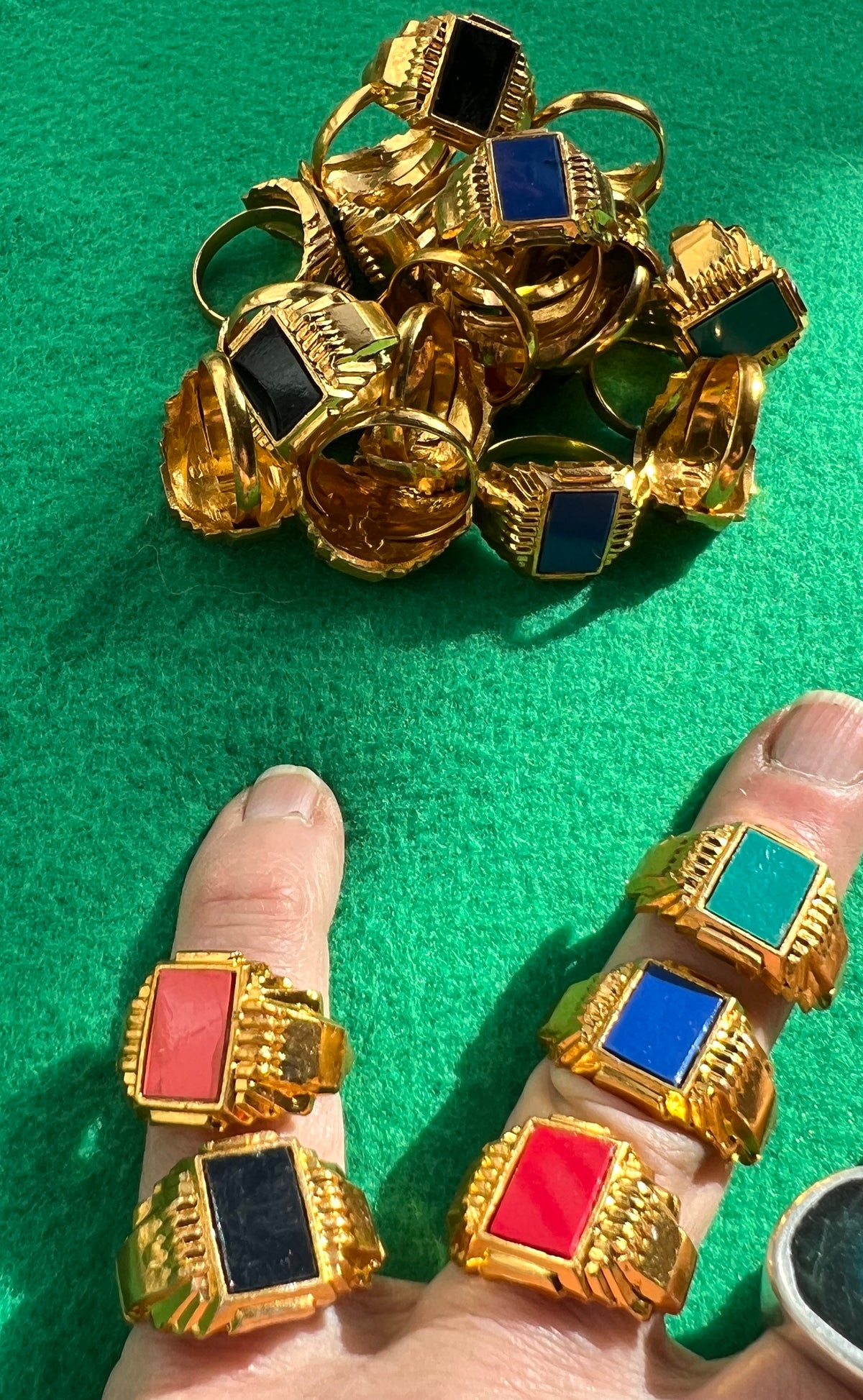 Job Lot of 25 Multicoloured Signet Rings