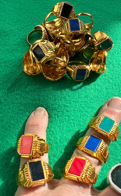 Job Lot of 25 Multicoloured Signet Rings