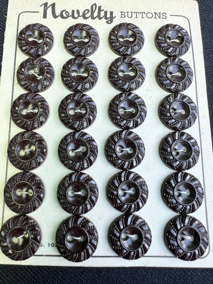 Sheets of Swirling Dark Brown Buttons 1.8cm or 1.5cm