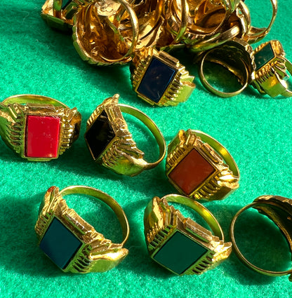 Job Lot of 25 Multicoloured Signet Rings
