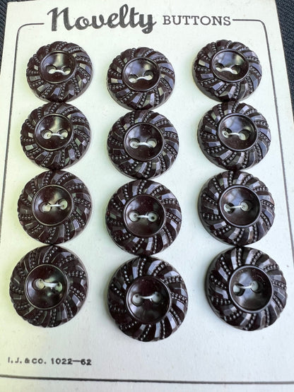 Sheets of Swirling Dark Brown Buttons 1.8cm or 1.5cm