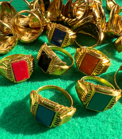 Job Lot of 25 Multicoloured Signet Rings