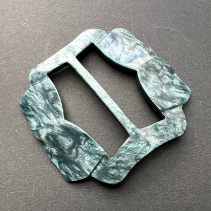 Unusual Marbled Petrol Blue 1940s French Buckle for 3.5cm belt