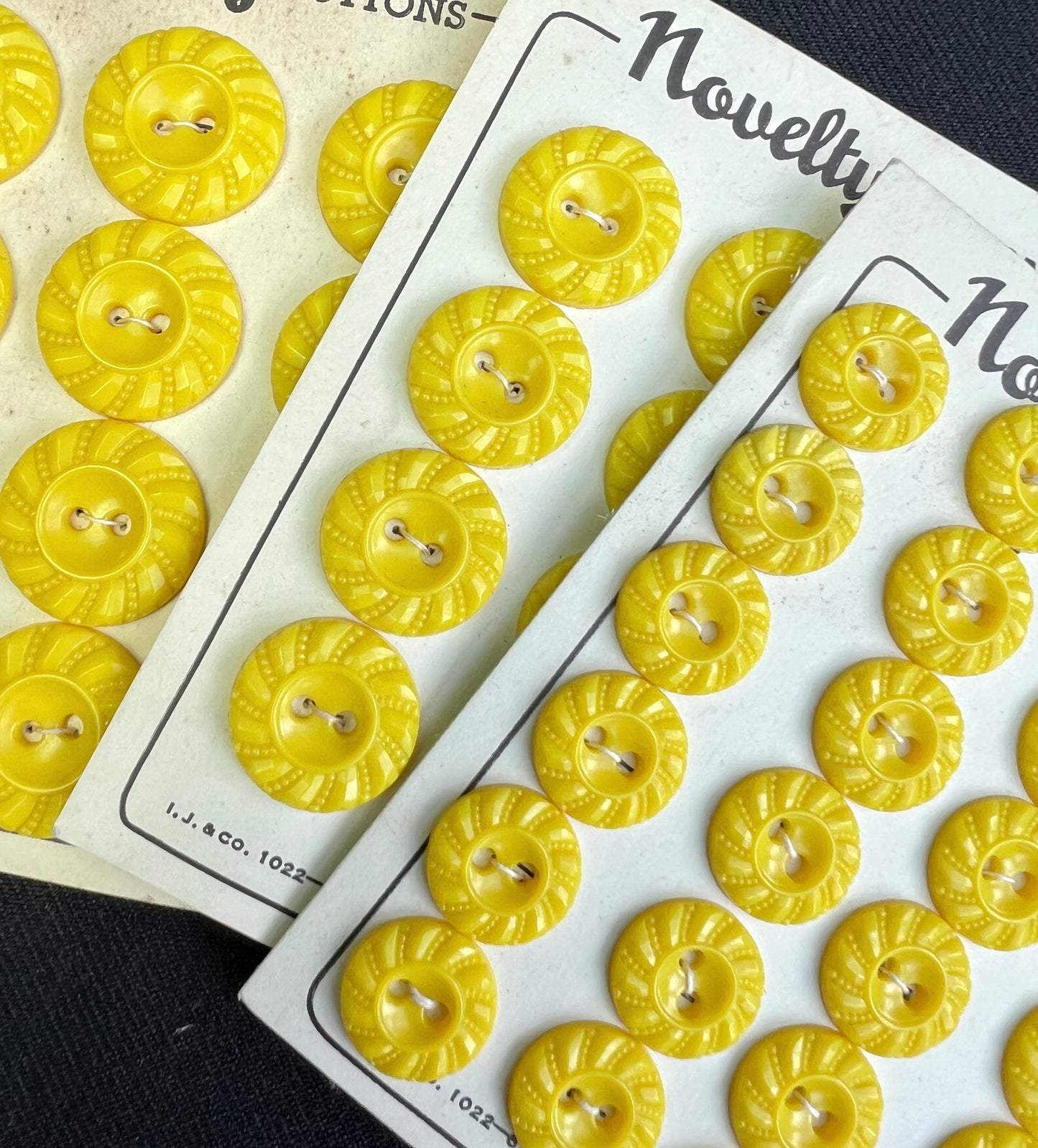 Sheets of Cheerful Swirly Bright Yellow Buttons 2m, 1.8cm or 1.5cm