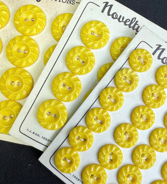 Sheets of Cheerful Swirly Bright Yellow Buttons 2m, 1.8cm or 1.5cm