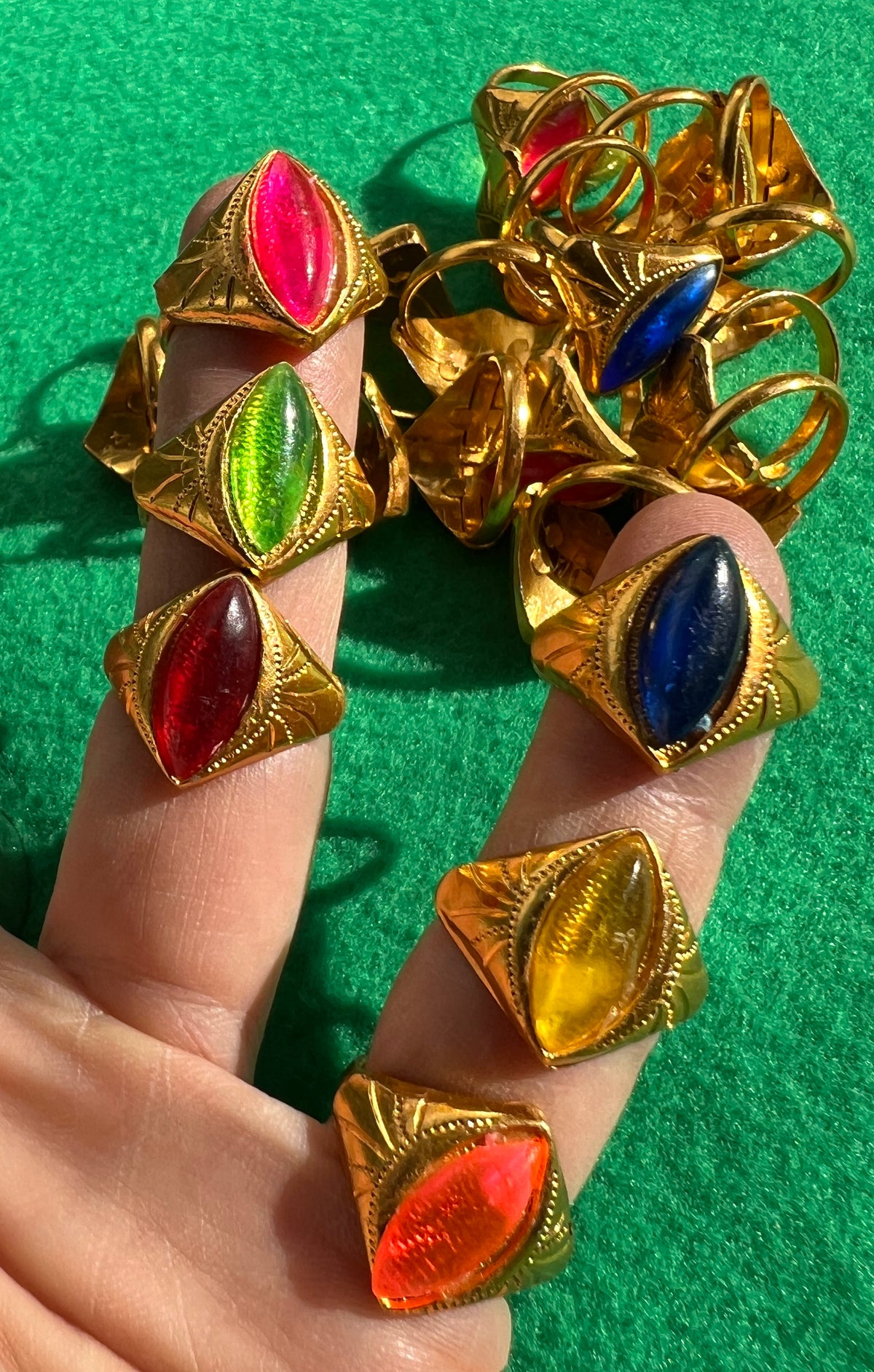 Job Lot of 25 Colourful Faux Costume Rings.