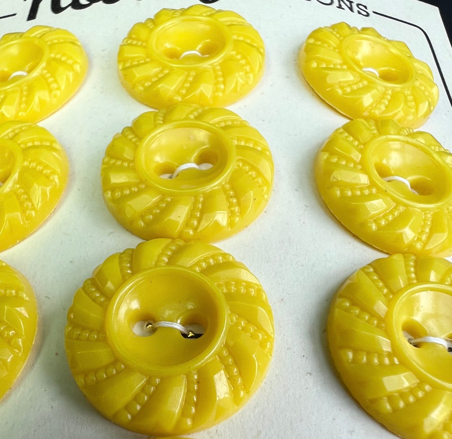 Sheets of Cheerful Swirly Bright Yellow Buttons 2m, 1.8cm or 1.5cm