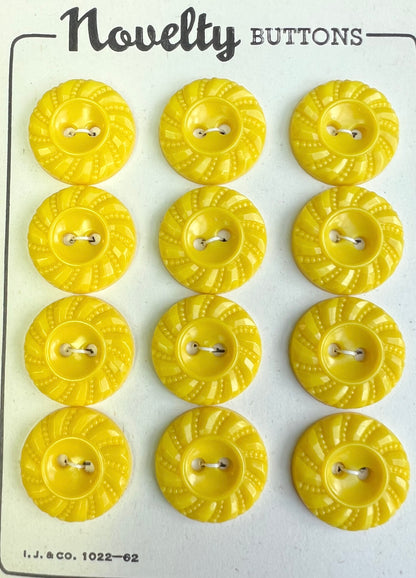 Sheets of Cheerful Swirly Bright Yellow Buttons 2m, 1.8cm or 1.5cm