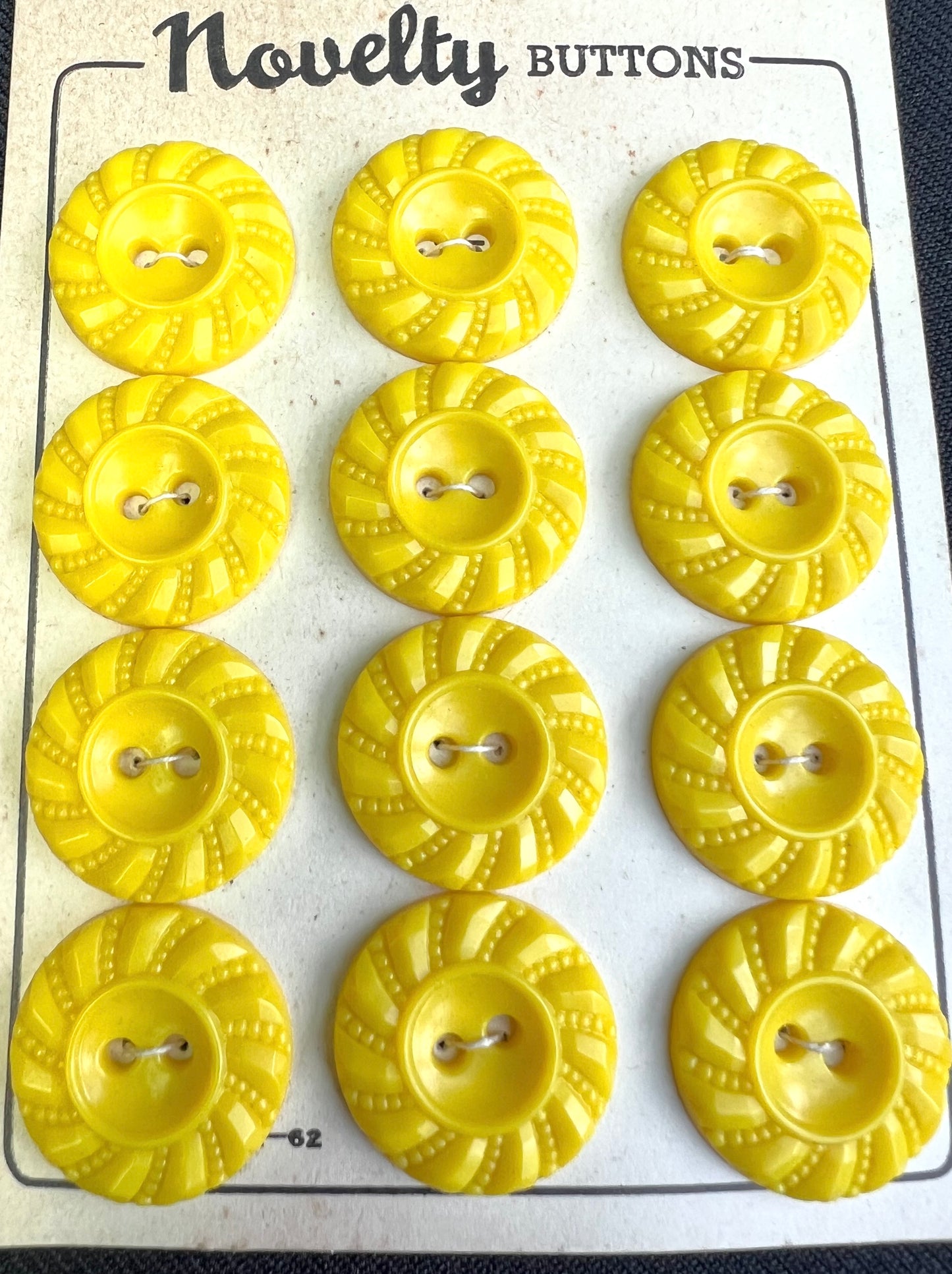 Sheets of Cheerful Swirly Bright Yellow Buttons 2m, 1.8cm or 1.5cm
