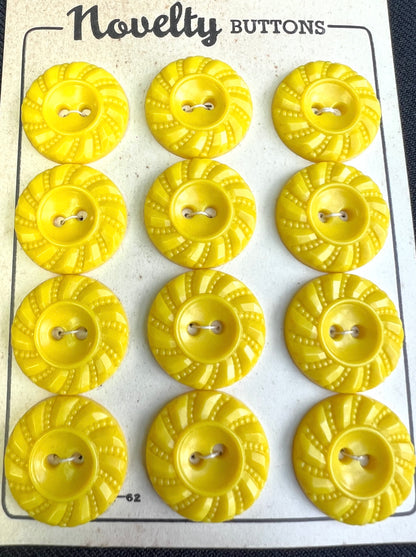 Sheets of Cheerful Swirly Bright Yellow Buttons 2m, 1.8cm or 1.5cm