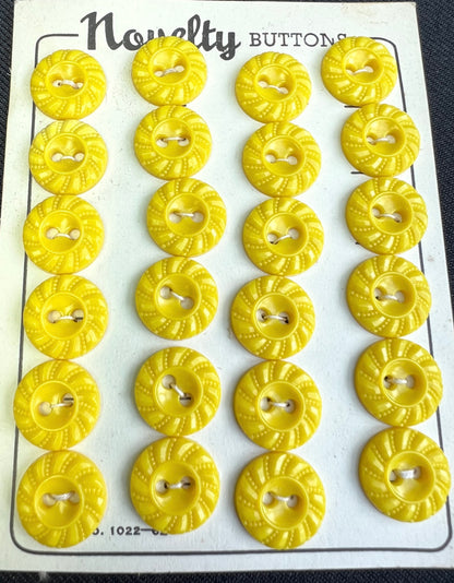 Sheets of Cheerful Swirly Bright Yellow Buttons 2m, 1.8cm or 1.5cm