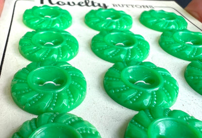 Sheets of Fresh Pea Green Swirling Buttons 2m, 1.8cm or 1.5cm