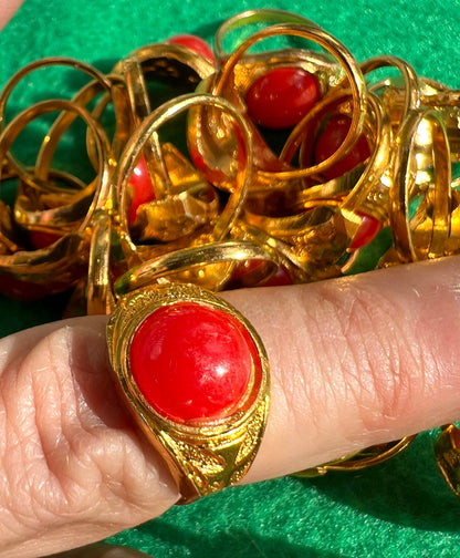 Job Lot of 25 Bright Red Signet Rings.