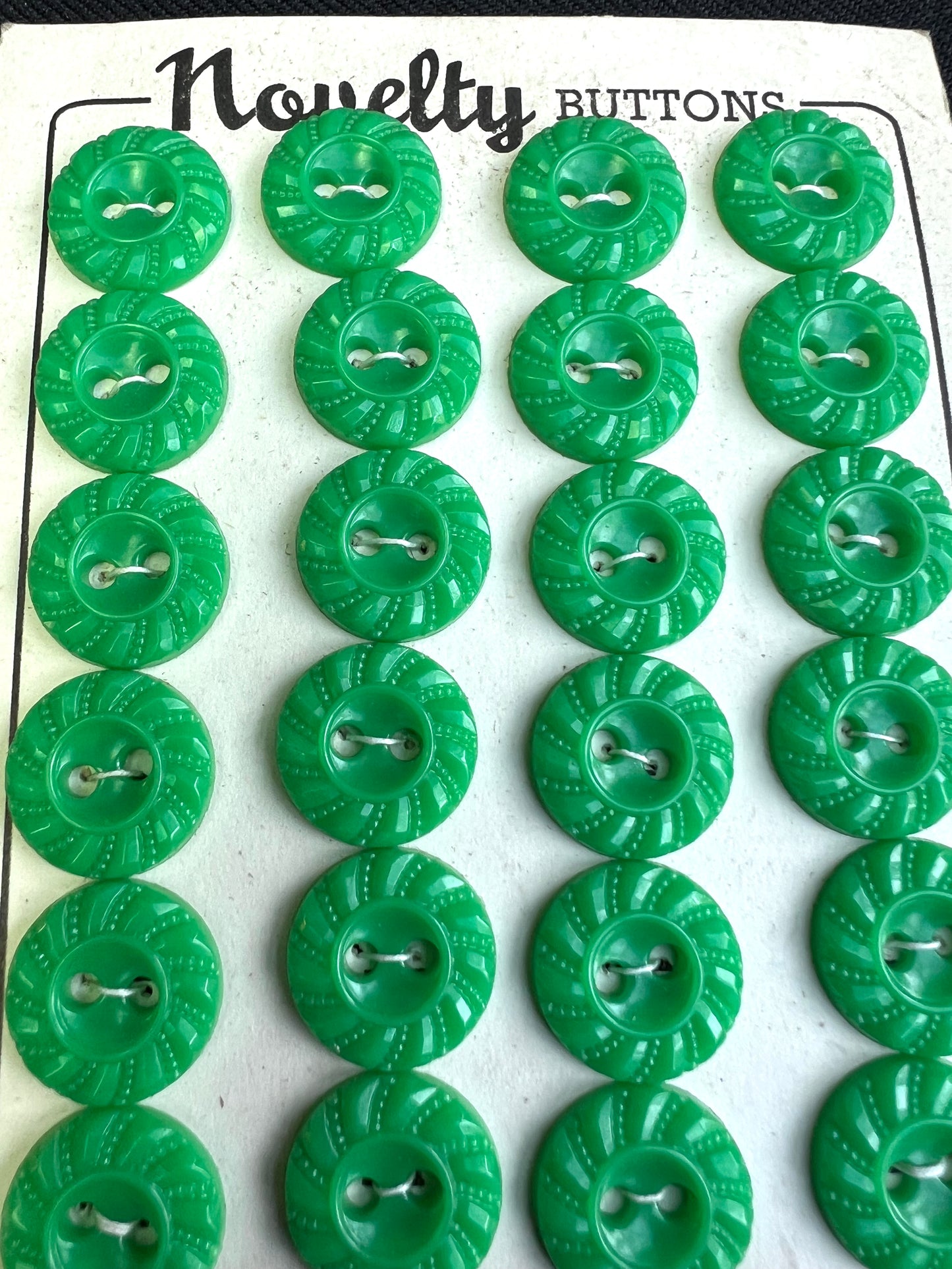 Sheets of Fresh Pea Green Swirling Buttons 2m, 1.8cm or 1.5cm