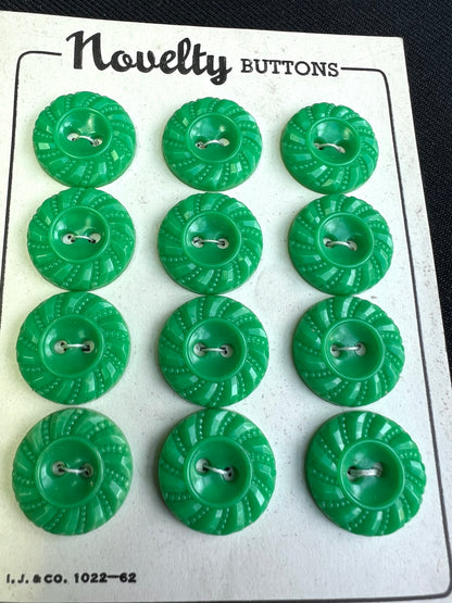 Sheets of Fresh Pea Green Swirling Buttons 2m, 1.8cm or 1.5cm