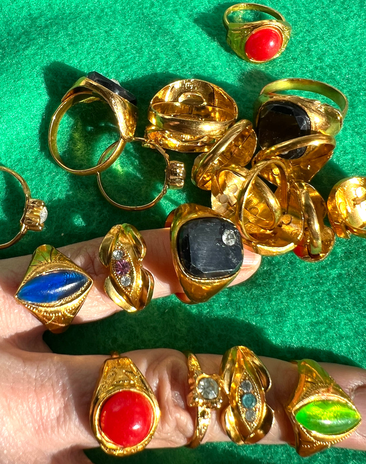 Job Lot of 20 Colourful Faux Costume Rings - 5 Different Designs