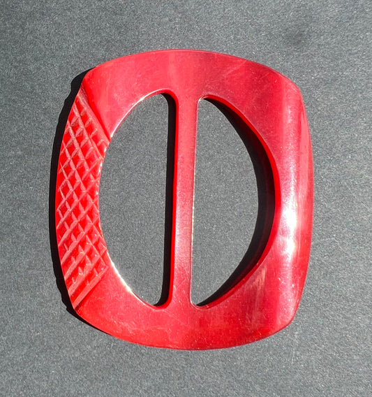 British Made Vintage Red Casein 7cm  Buckle for up tp 4.5cm Belt.