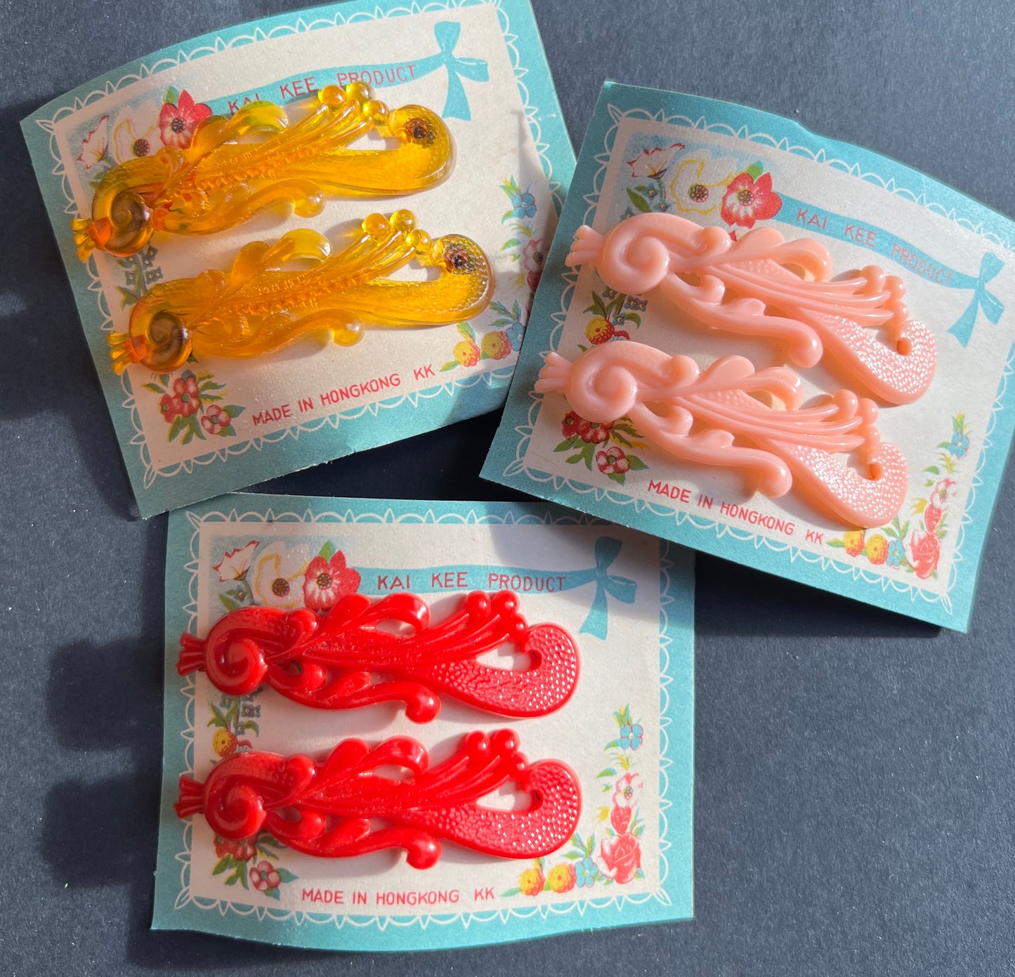 2 Flamboyant Vintage 1950s Hair Clips - Choice of 3 colours...