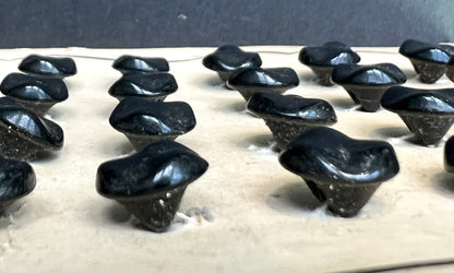 24 Vintage Black Glass Knuckle Bone Buttons 1.2cm Buttons.