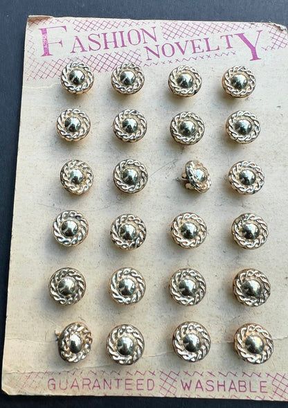 24 Vintage 1930s 1cm Golden Glass Buttons
