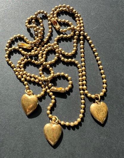 3 Tarnished 1940s Heart Necklaces