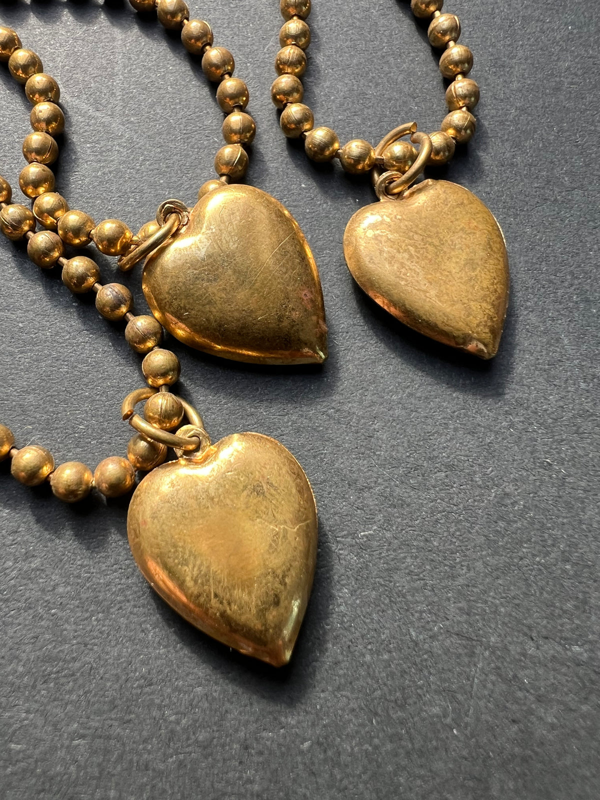 3 Tarnished 1940s Heart Necklaces