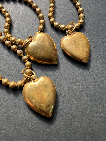 3 Tarnished 1940s Heart Necklaces