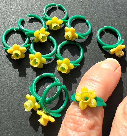 10 Tiny Vintage Daffodil Rings