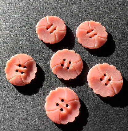 6  Crepe Pink 1.7cm Vintage French Buttons