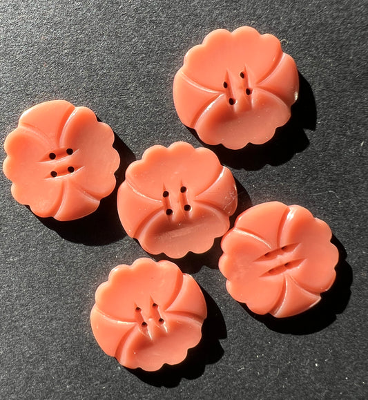 5  Coral Pink 2.2cm Vintage French Buttons