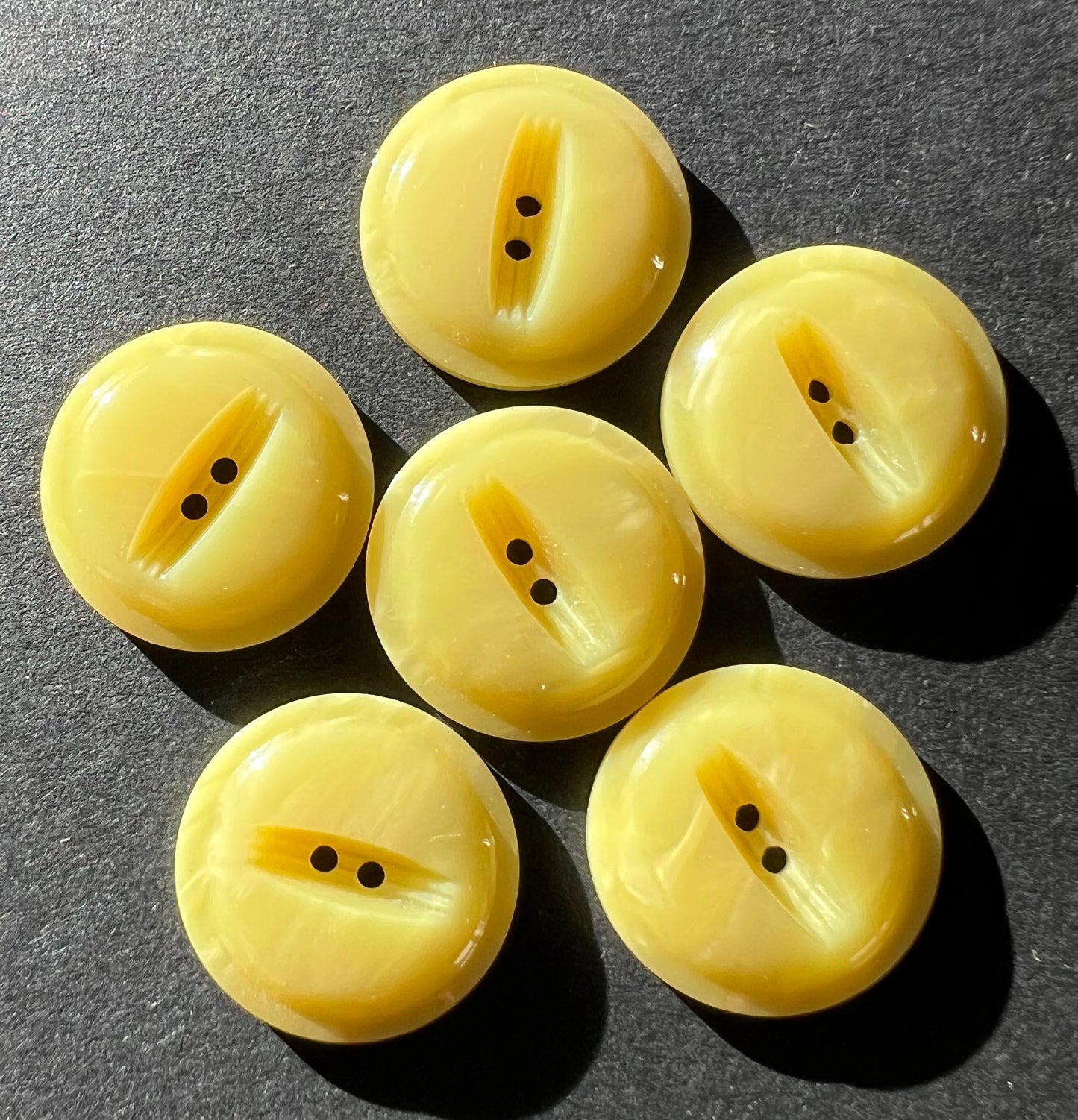 6 x 2cm Soft Lemon Yellow Vintage  Buttons