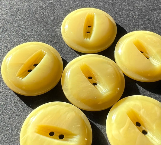 6 x 2cm Soft Lemon Yellow Vintage  Buttons