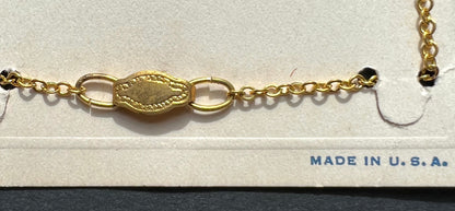 Sweet Vintage Gold Tone Cross Necklace on Original Card