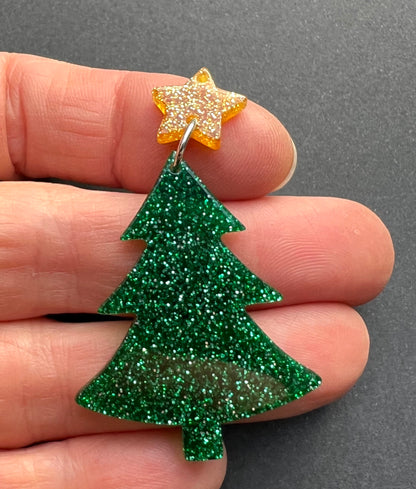 Sparkly Christmas Tree with a Star on Top... Pendant or Charm