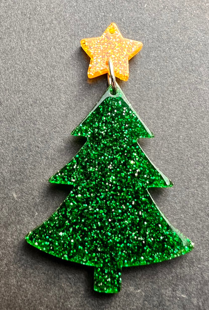 Sparkly Christmas Tree with a Star on Top... Pendant or Charm