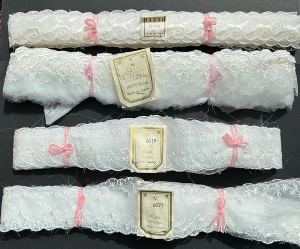 4 Different 10yd Bundles of Vintage White Embroidered Trim MADE IN AUSTRIA