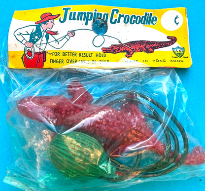 Vintage Jumping Crocodile Toy - Made in Hong Kong