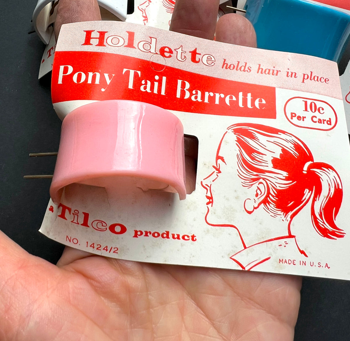 Sleek Mid Century HOLDETTE Pony Tail Barrettes