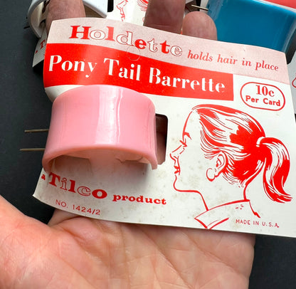 Sleek Mid Century HOLDETTE Pony Tail Barrettes