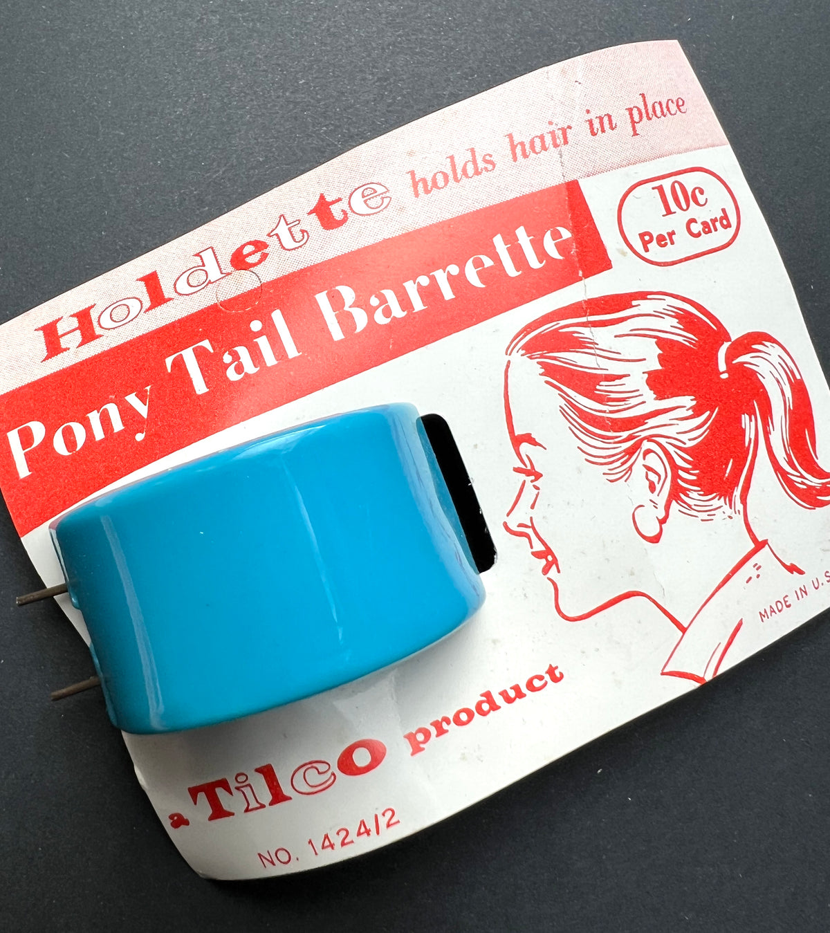 Sleek Mid Century HOLDETTE Pony Tail Barrettes