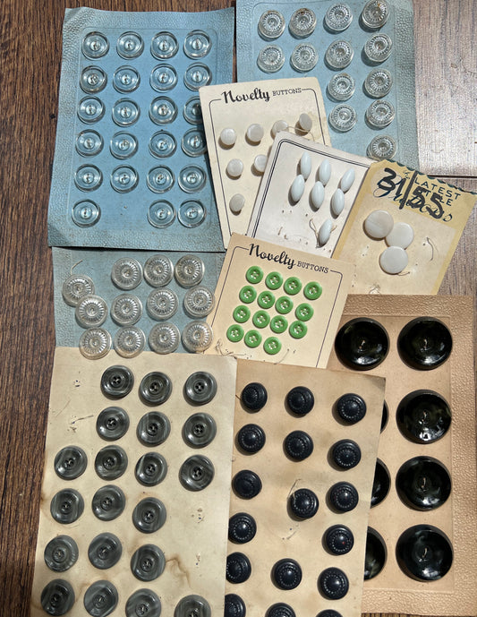 10 Part Sheets of Vintage Plastic and Glass Buttons (R)