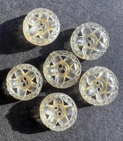 6 Tiny Little Bursts of Spring...1.4cm Pale Yellow Vintage Flower Buttons