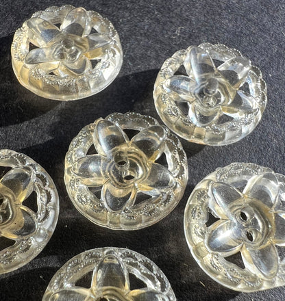 6 Tiny Little Bursts of Spring...1.4cm Pale Yellow Vintage Flower Buttons